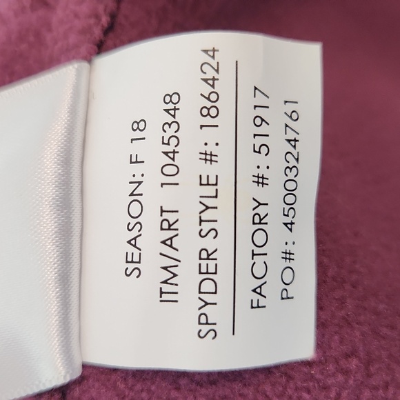 Spyder Endure performance jacket full zip fleece lining purple size large - Picture 9 of 9